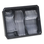 Cutlery Keeper Tray with Clear Plastic Utensils: 60 Forks, 60 Knives, 60 Spoons