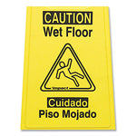 Bilingual Yellow Wet Floor Sign, 12.05 x 1.55 x 24.3