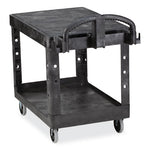 Flat Shelf Utility Cart, Plastic, 2 Shelves, 500 lb Capacity, 19.19" x 37.88" x 33.33", Black