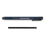 Wax-Based Marking Pencil, 4.4 mm, Black Wax, Navy Blue Barrel, 10/Box