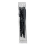 Individually Wrapped Heavyweight Cutlery Set, Fork/Knife/Spoon/Napkin, 250/Carton