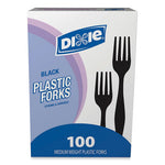 Plastic Cutlery, Heavy Mediumweight Forks, Black, 100/Box