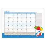 Recycled Academic Year Desk Pad Calendar, Illustrated Seasons Artwork, 22 x 17, Black Binding, 12-Month (July-June): 2023-24