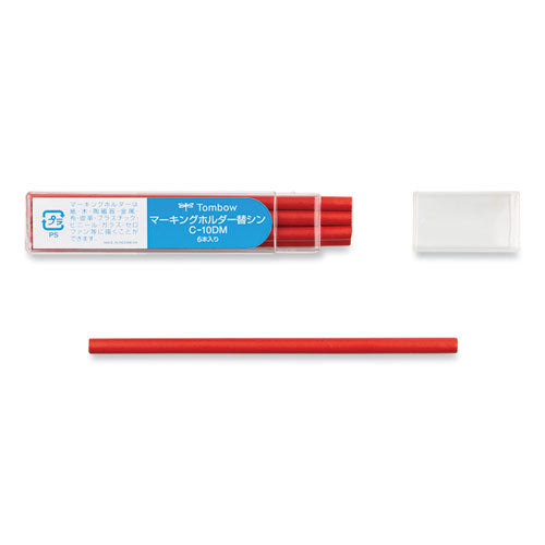 Mechanical Wax-Based Marking Pencil Refills, 4.4 mm, Red, 10/Box