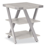 End Table, Square, 20 x 20 x 25, White Ash Top, Silver Base