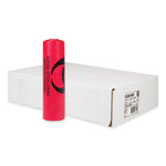 Biohazard High-Density Commercial Can Liners, 33 gal, 13 mic, 33" x 40", Red, 25 Bags/Roll, 20 Interleaved Rolls/Carton