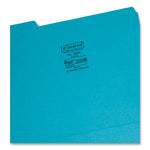 Interior File Folders, 1/3-Cut Tabs: Assorted, Letter Size, 0.75" Expansion, Teal, 100/Box