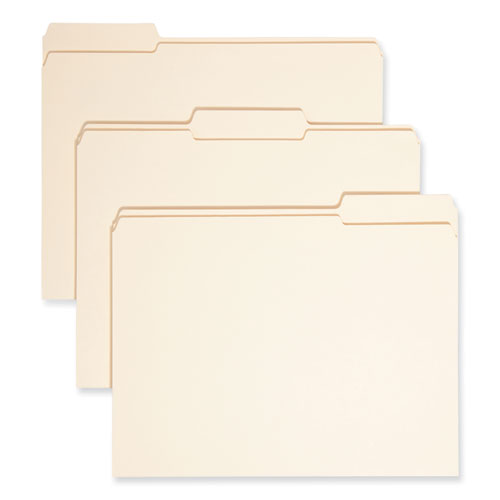 Expandable Heavyweight File Folders, 1/3-Cut Tabs: Assorted, Letter Size, 1.5" Expansion, Manila, 50/Box