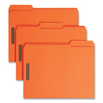 Top Tab Colored Fastener Folders, 0.75" Expansion, 2 Fasteners, Letter Size, Orange Exterior, 50/Box