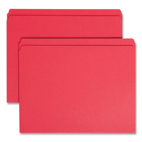 Reinforced Top Tab Colored File Folders, Straight Tabs, Letter Size, 0.75" Expansion, Red, 100/Box