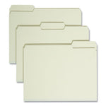 Expanding Recycled Heavy Pressboard Folders, 1/3-Cut Tabs: Assorted, Letter Size, 1" Expansion, Gray-Green, 25/Box