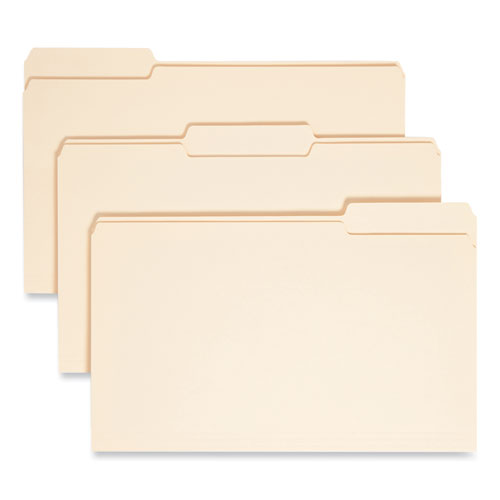 Top Tab File Folders with Antimicrobial Product Protection, 1/3-Cut Tabs: Assorted, Legal, 0.75" Expansion, Manila, 100/Box