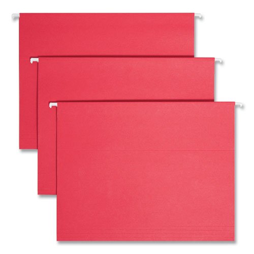 Colored Hanging File Folders with 1/5 Cut Tabs, Letter Size, 1/5-Cut Tabs, Red, 25/Box