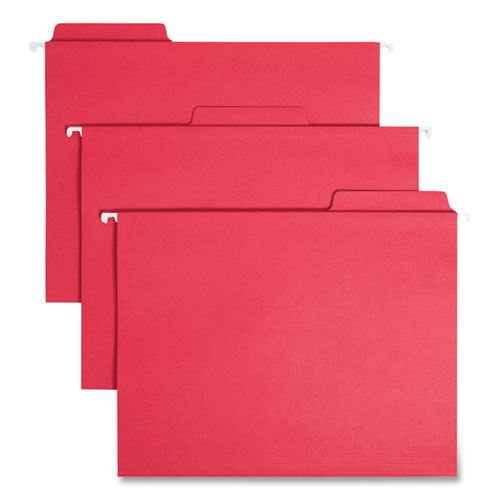 FasTab Hanging Folders, Letter Size, 1/3-Cut Tabs, Red, 20/Box