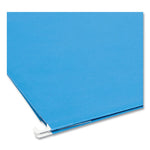 Hanging Pockets with Full-Height Gusset, 1 Section, 3" Capacity, Legal Size, 1/5-Cut Tabs, Sky Blue, 25/Box