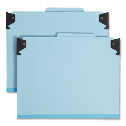 FasTab Hanging Pressboard Classification Folders, 1 Divider, Letter Size, Blue