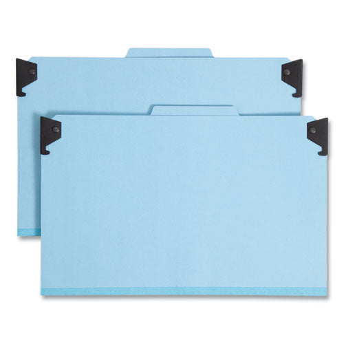 FasTab Hanging Pressboard Classification Folders, 2 Dividers, Legal Size, Blue