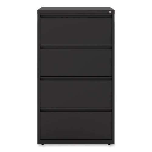 Lateral File, 4 Legal/Letter-Size File Drawers, Black, 30" x 18.63" x 52.5"