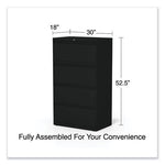 Lateral File, 4 Legal/Letter-Size File Drawers, Black, 30" x 18.63" x 52.5"