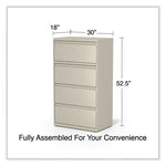 Lateral File, 4 Legal/Letter-Size File Drawers, Putty, 30" x 18.63" x 52.5"