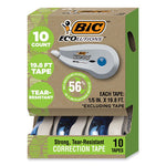 Wite-Out Brand Ecolutions Correction Tape, Non-Refillable, White, 0.2" x 19.8 ft, 10/Pack