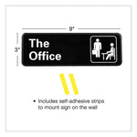 The Office Indoor/Outdoor Wall Sign, 9" x 3", Black Face, White Graphics, 2/Pack