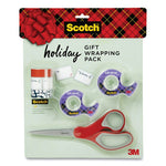 Holiday Gift Wrapping Pack, Assorted Tapes Plus Scissors/Kit