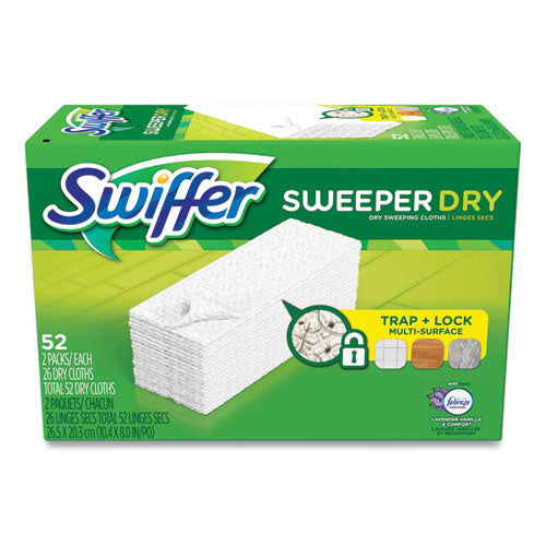 Dry Refill Cloths, 1-Ply, 10.63" x 8", Lavender and Vanilla, White, 52/Box