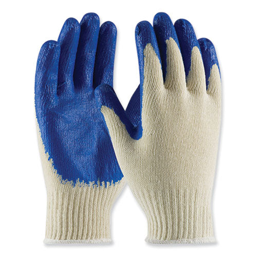 Seamless Knit Cotton/Polyester Gloves, Regular Grade, Medium, Natural/Blue, 12 Pairs