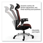 FlexFit Hyken Mesh Task Chair, Supports Up to 275 lb, 17.24" to 20.98" Seat Height, Maroon Seat/Back, Silver/Black Base