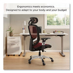 FlexFit Hyken Mesh Task Chair, Supports Up to 275 lb, 17.24" to 20.98" Seat Height, Maroon Seat/Back, Silver/Black Base