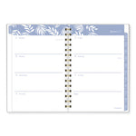 Elena Weekly/Monthly Planner, Palm Leaves Artwork, 8.5 x 6.38, Blue/White Cover, 12-Month (Jan to Dec): 2024