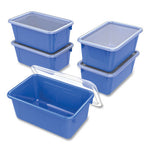 Cubby Bin with Lid, 1 Section, 2 gal, 8.2 x 12.5 x 11.5, Blue, 5/Pack