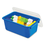 Cubby Bin with Lid, 1 Section, 2 gal, 8.2 x 12.5 x 11.5, Blue, 5/Pack