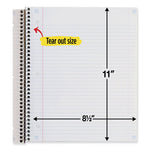 Wirebound Notebook with Two Pockets, 1-Subject, Medium/College Rule, Assorted Cover Color, (100) 11 x 8.5 Sheets, 3/Pack