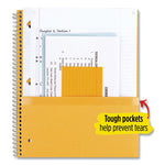 Wirebound Notebook with Two Pockets, 1-Subject, Medium/College Rule, Assorted Cover Color, (100) 11 x 8.5 Sheets, 3/Pack