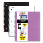 Wirebound Notebook with Two Pockets, 1-Subject, Medium/College Rule, Assorted Cover Color, (100) 11 x 8.5 Sheets, 3/Pack