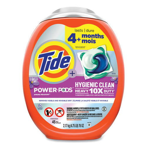 Hygienic Clean Heavy 10x Duty Power Pods, Fresh Meadow Scent, 76 oz Tub, 45 Pods, 4/Carton