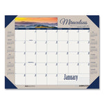 Earthscapes Recycled Monthly Desk Pad Calendar, Motivational Photos, 22 x 17, Blue Binding/Corners, 12-Month (Jan-Dec): 2024