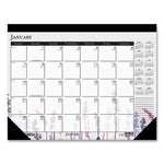 Recycled Desk Pad Calendar, Wild Flowers Artwork, 22 x 17, White Sheets, Black Binding/Corners,12-Month (Jan-Dec): 2024