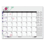 Recycled Desk Pad Calendar, Wild Flowers Artwork, 22 x 17, White Sheets, Black Binding/Corners,12-Month (Jan-Dec): 2024