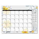 Recycled Desk Pad Calendar, Wild Flowers Artwork, 22 x 17, White Sheets, Black Binding/Corners,12-Month (Jan-Dec): 2024