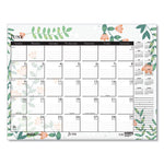 Recycled Desk Pad Calendar, Wild Flowers Artwork, 22 x 17, White Sheets, Black Binding/Corners,12-Month (Jan-Dec): 2024