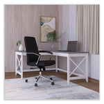 Leather Task Chair, Supports Up to 275 lb, 18.19" to 21.93" Seat Height, Black Seat, Black Back