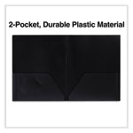 Two-Pocket Plastic Folders, 100-Sheet Capacity, 11 x 8.5, Black, 10/Pack