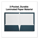 Laminated Two-Pocket Folder, Cardboard Paper, 100-Sheet Capacity, 11 x 8.5, Navy, 25/Box