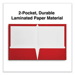 Laminated Two-Pocket Folder, Cardboard Paper, 100-Sheet Capacity, 11 x 8.5, Red, 25/Box