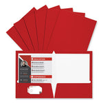 Laminated Two-Pocket Folder, Cardboard Paper, 100-Sheet Capacity, 11 x 8.5, Red, 25/Box