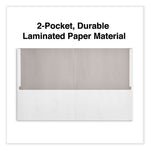 Two-Pocket Portfolio, Embossed Leather Grain Paper, 11 x 8.5, White, 25/Box