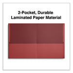 Two-Pocket Portfolio, Embossed Leather Grain Paper, 11 x 8.5, Red, 25/Box